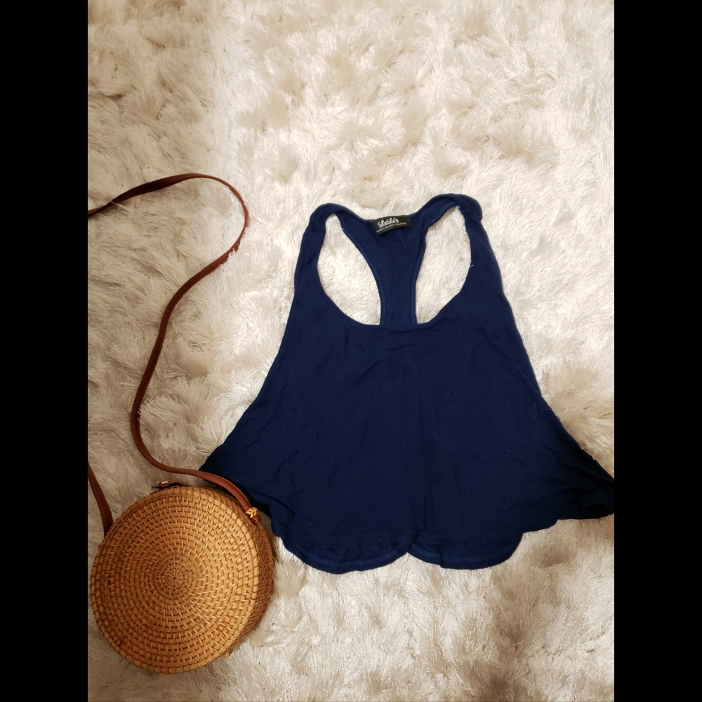 Navy Blue Loose Crop Top